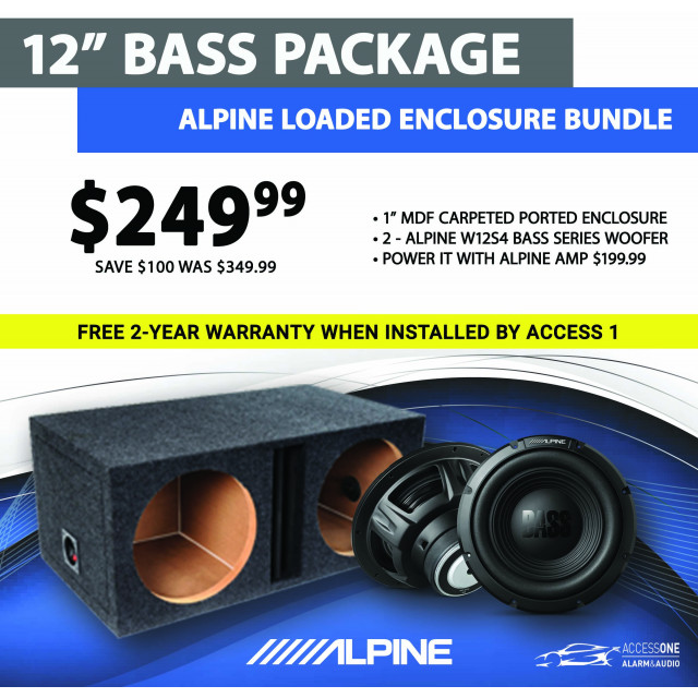 Alpine Dual 12 Bass Series Subwoofer Enclosure Package