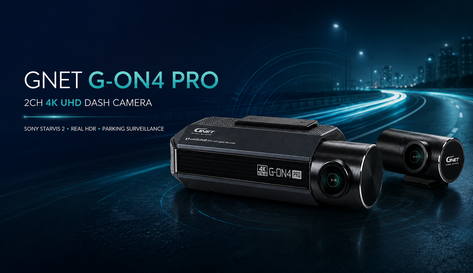 GNET G-ON4 PRO 2-channel 4K UHD front and rear dash camera